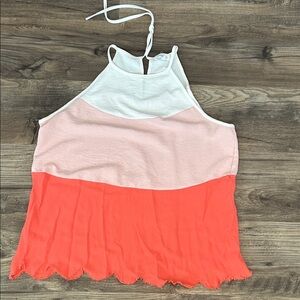 Colorblock Halter Top - White, Pink, and Coral